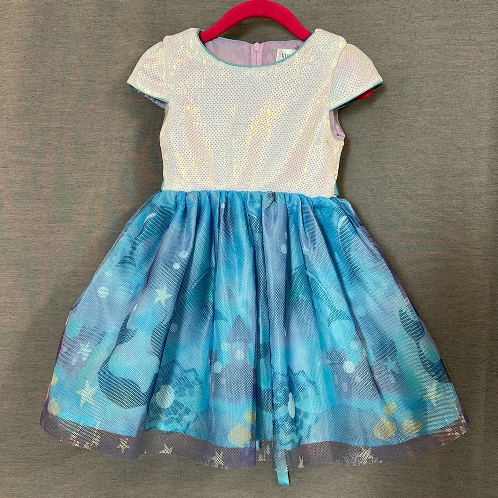 little angels sequin party dress, blues, mermaids size 2T